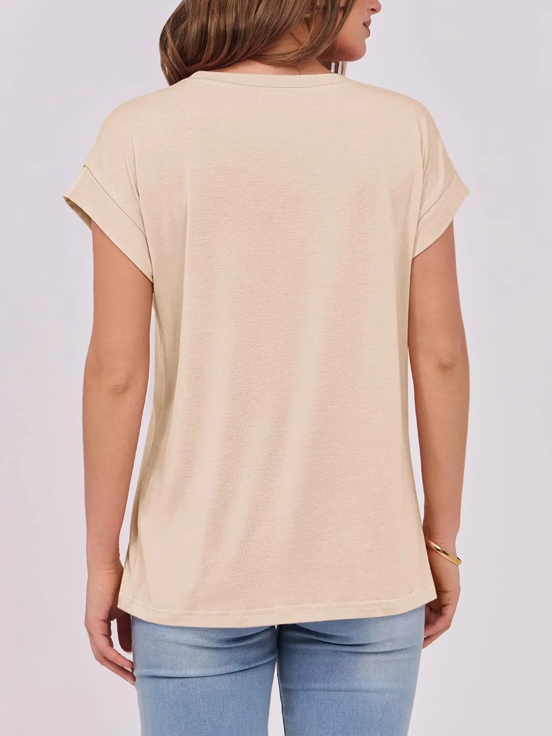 ANRABESS Womens Tops Summer Cap Sleeve Basic Tshirts Loose Fit Business Casual Tee Shirts