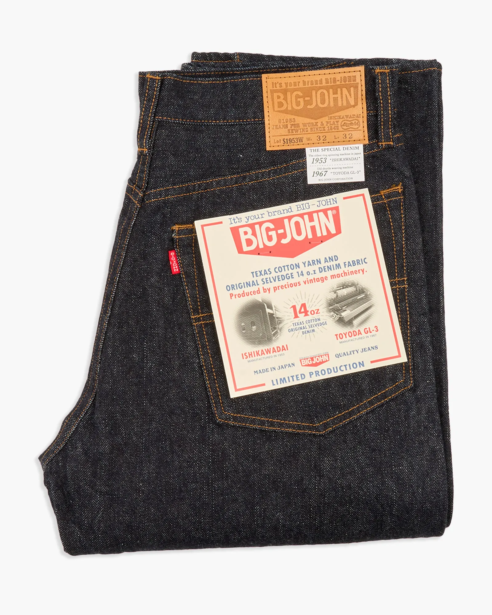 Big John M104SZ Super Zero Tapered Fit Selvedge Mens Jeans - Indigo Onewash
