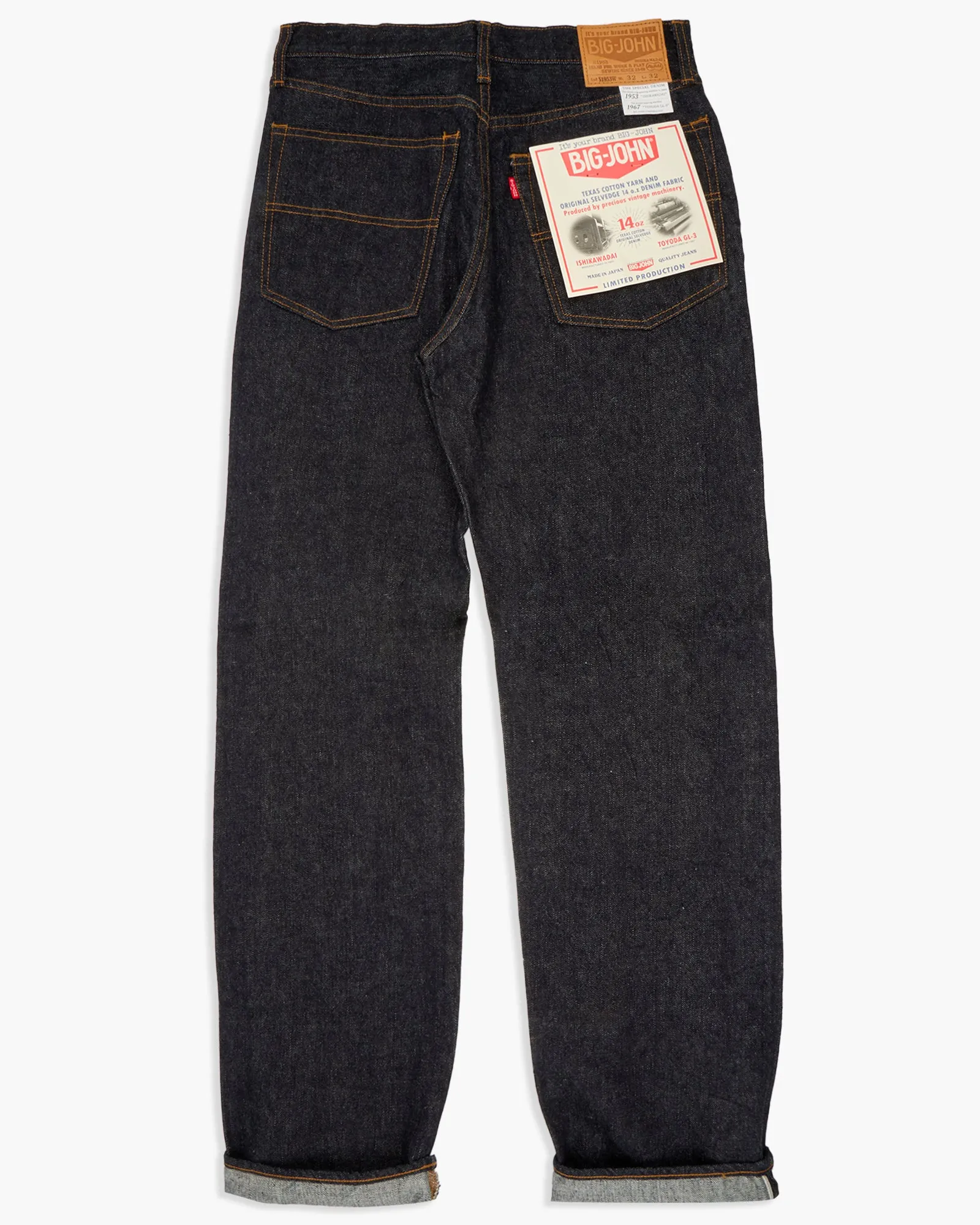 Big John M104SZ Super Zero Tapered Fit Selvedge Mens Jeans - Indigo Onewash