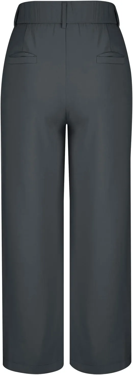 BZGTZT Women's Plus Size Suit Pant Wide Leg Pants Elastic High Waist Lightweight Business Trousers Long Straight Dress Pants