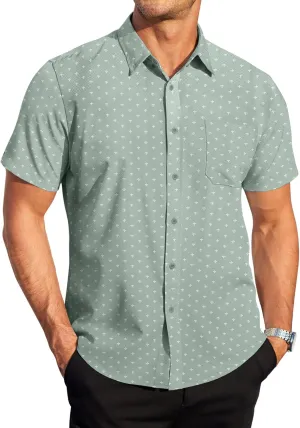 COOFANDY Mens Casual Dress Shirt Short Sleeve Wrinkle Free Dress Shirt Business Casual Shirts