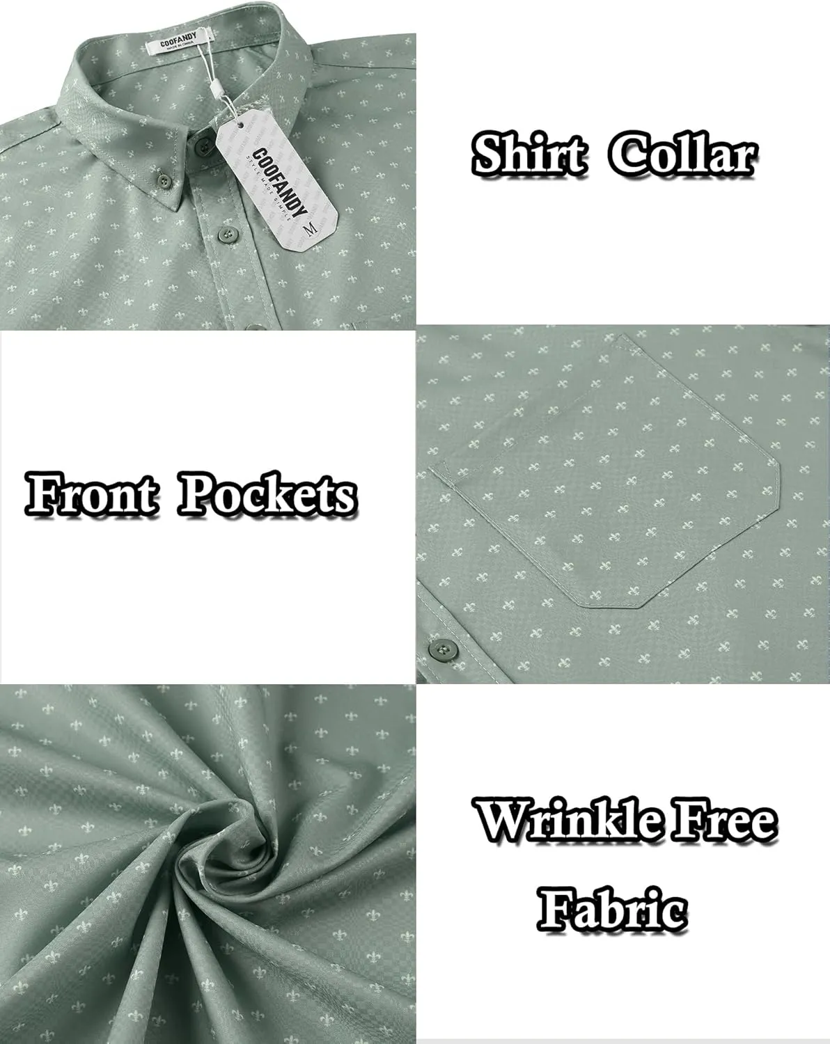 COOFANDY Mens Casual Dress Shirt Short Sleeve Wrinkle Free Dress Shirt Business Casual Shirts