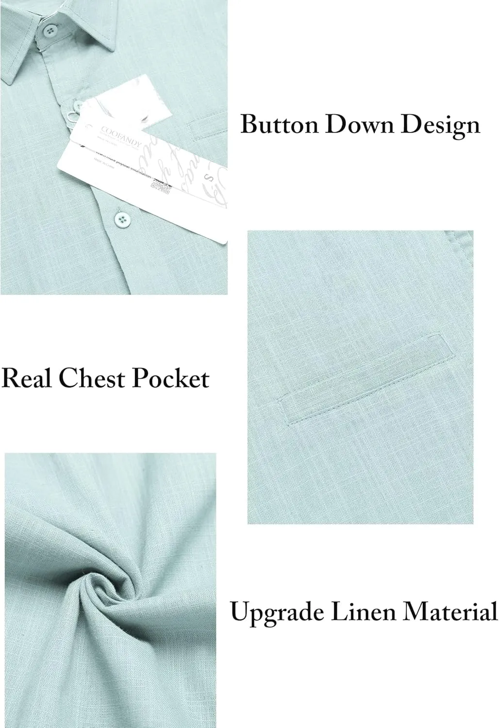COOFANDY Men's Casual Linen Shirts Short Sleeve Button Down Shirt Summer Beach Tops