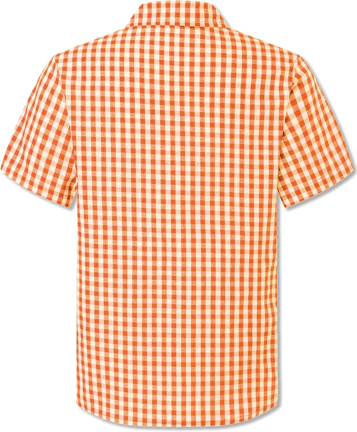 Cromoncent Boys and Mens Summer Plaid Shirt Casual Short Sleeve Button Down Shirts