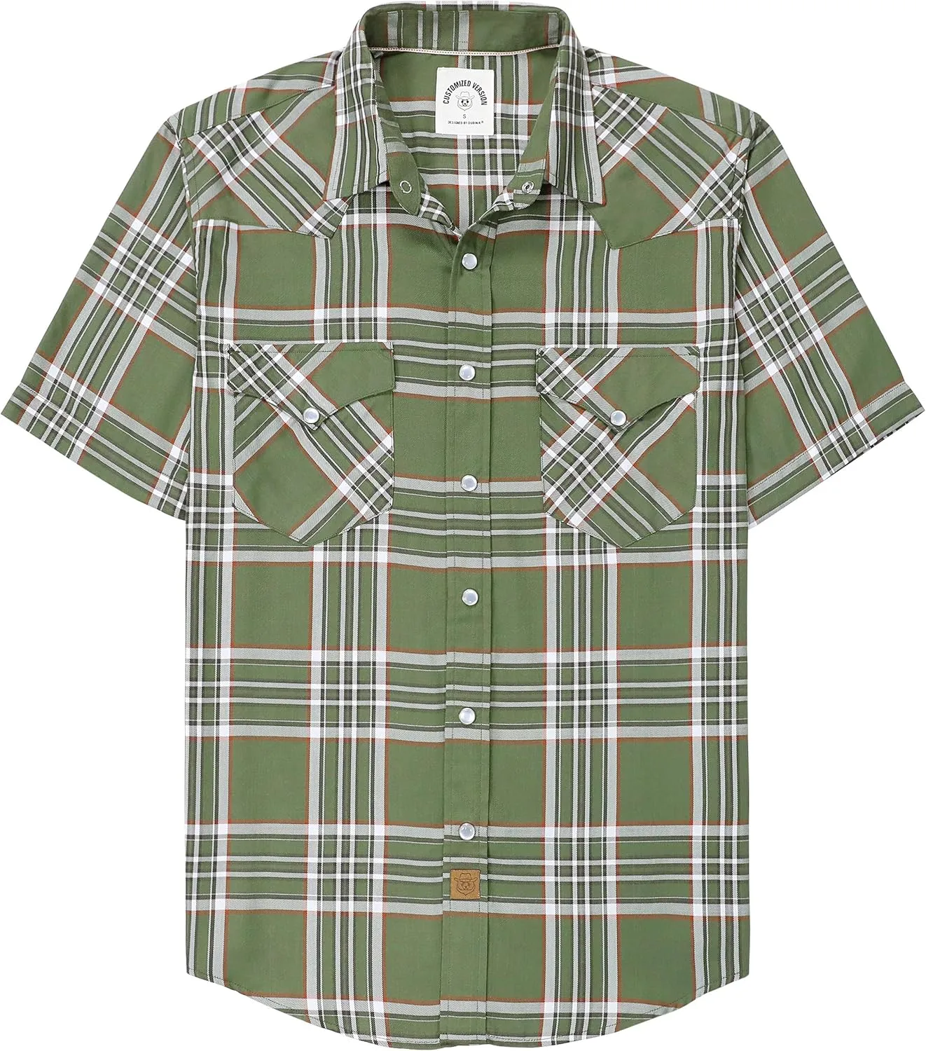Dubinik50% Viscose derived from Bamboo,50% Polyester Mens Short Sleeve Western Cowboy Pearl Snap Casual Plaid Shirts for Men
