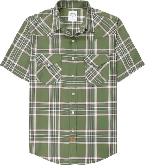 Dubinik50% Viscose derived from Bamboo,50% Polyester Mens Short Sleeve Western Cowboy Pearl Snap Casual Plaid Shirts for Men