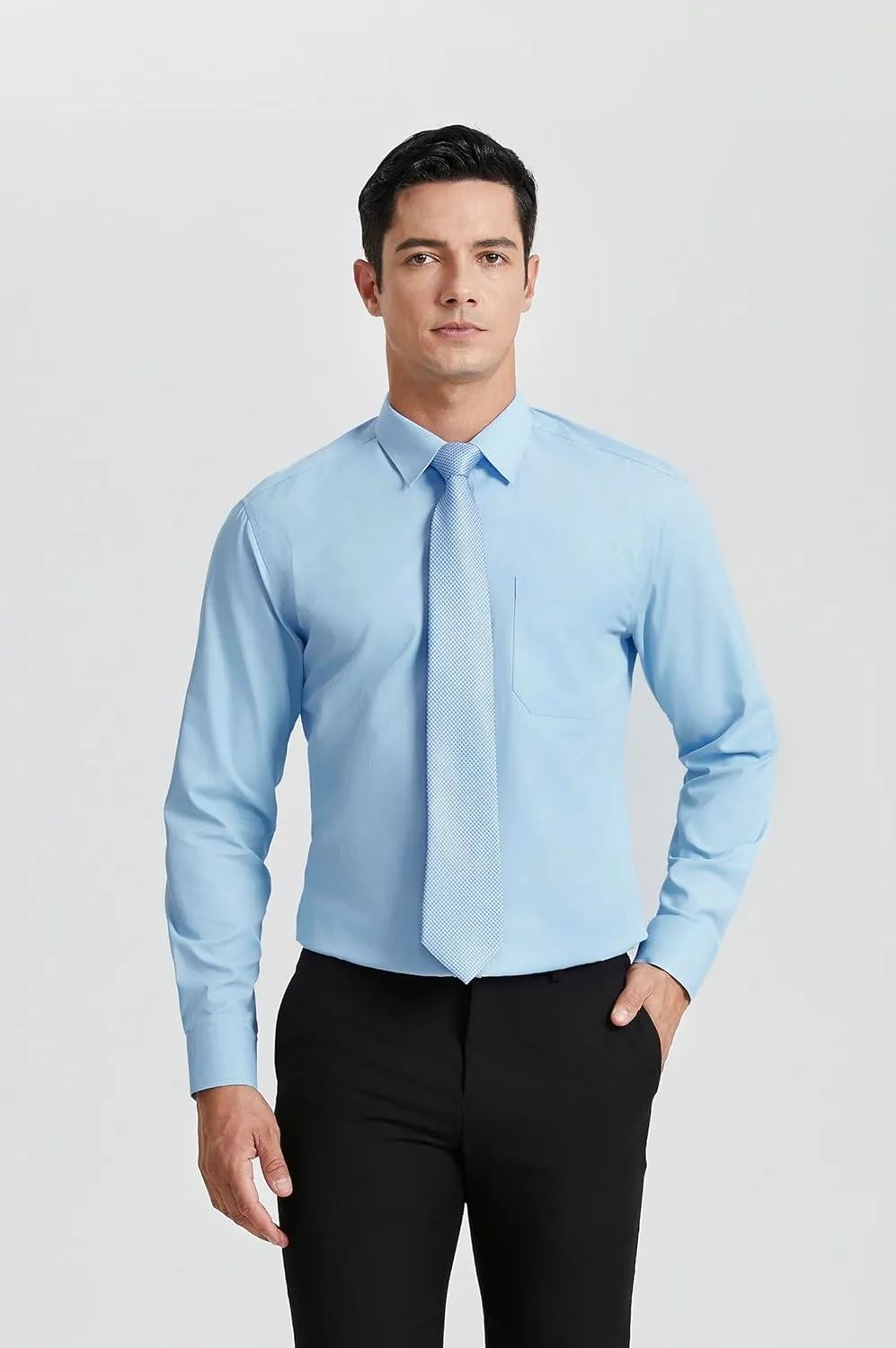 Enlision Mens Dress Shirts Long Sleeve Button Down Shirt for Men Regular Fit Business Casual Shirt and Tie Sets for Wedding