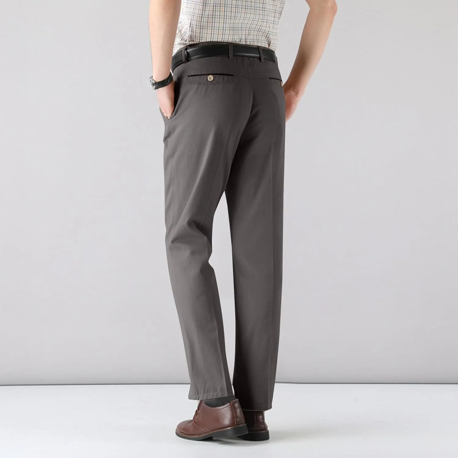 Finelylove Dress Pants for Men Regular Fit Stretch Chino Pants Flat Front Straight Business Work Pants Casual Trousers