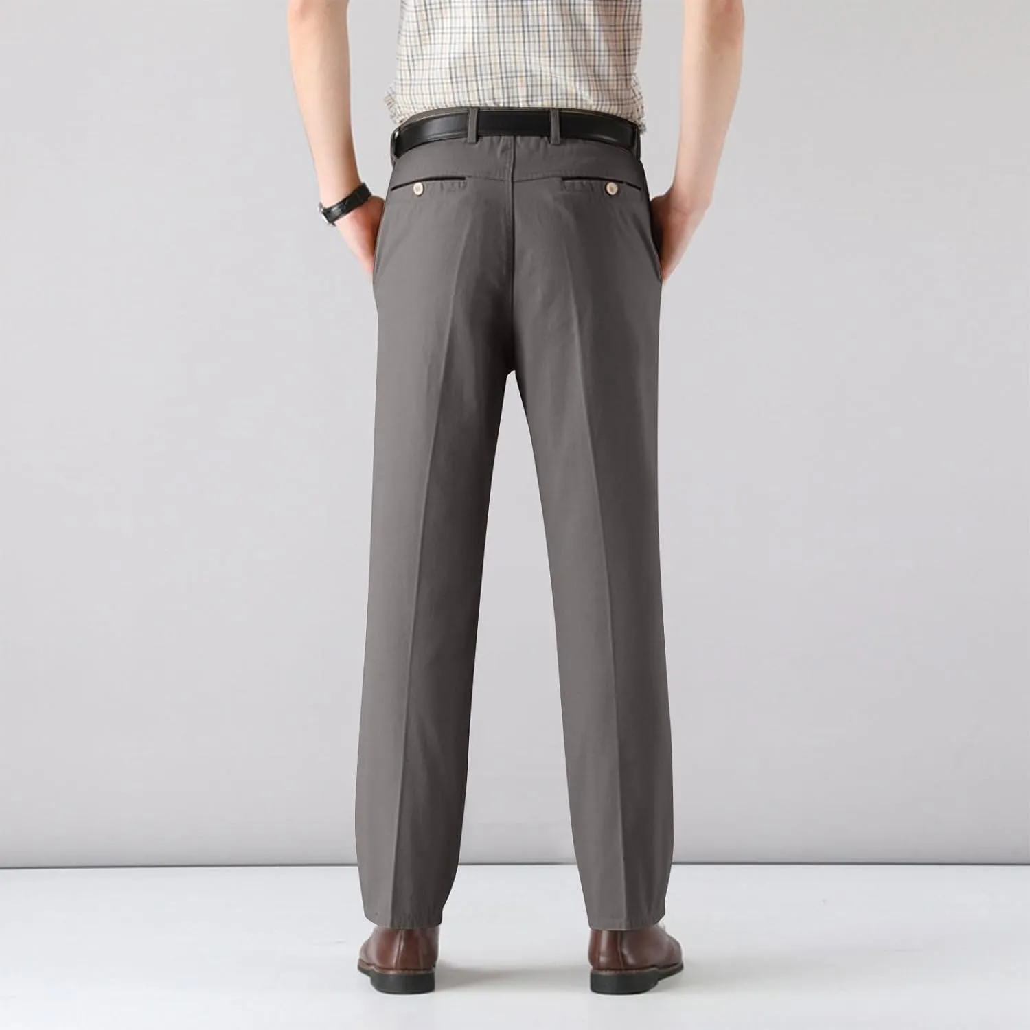 Finelylove Dress Pants for Men Regular Fit Stretch Chino Pants Flat Front Straight Business Work Pants Casual Trousers