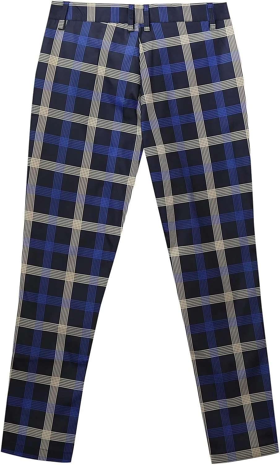 Finelylove Mens Dress Pants Slim Fit Flat Front Casual Plaid Pants Stretch Tapered Business Work Pants Chino Trousers