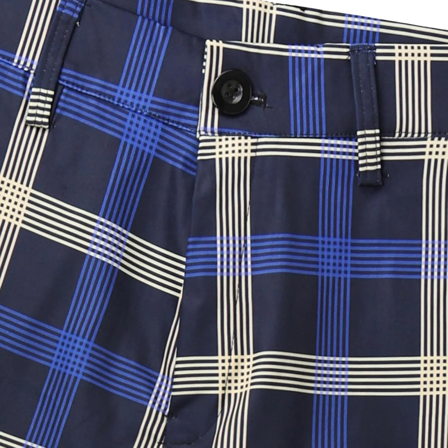 Finelylove Mens Dress Pants Slim Fit Flat Front Casual Plaid Pants Stretch Tapered Business Work Pants Chino Trousers