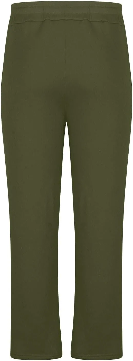 Finelylove Sweat Pants for Men Fleece Workout Joggers Pants Loose Straight Wide Leg Track Pants Solid Casual Trousers