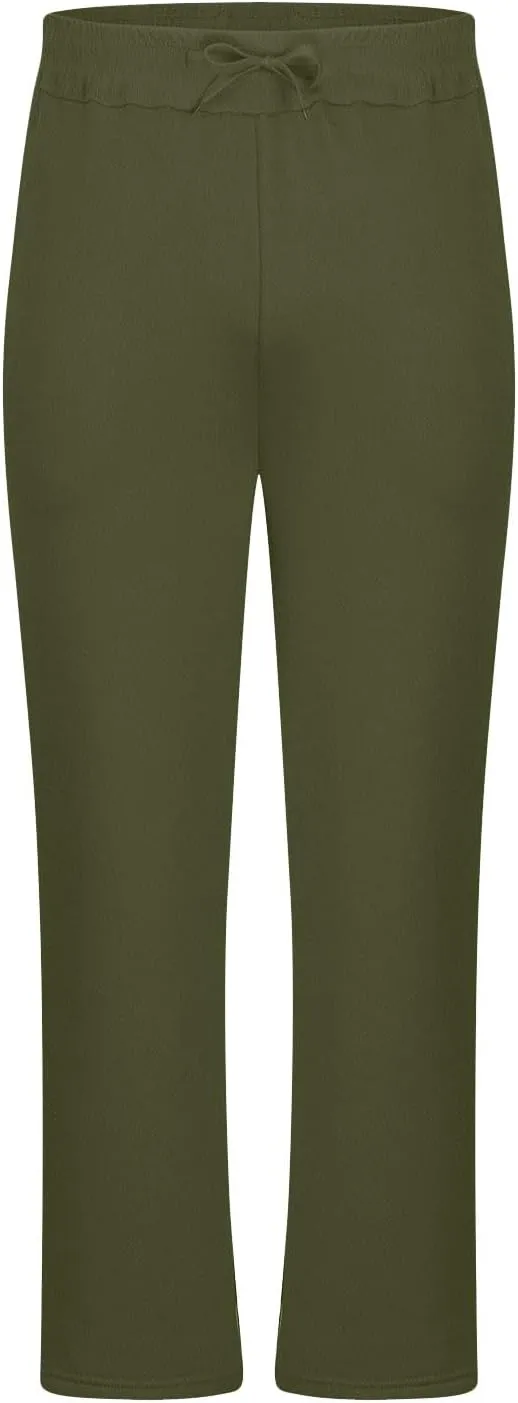 Finelylove Sweat Pants for Men Fleece Workout Joggers Pants Loose Straight Wide Leg Track Pants Solid Casual Trousers