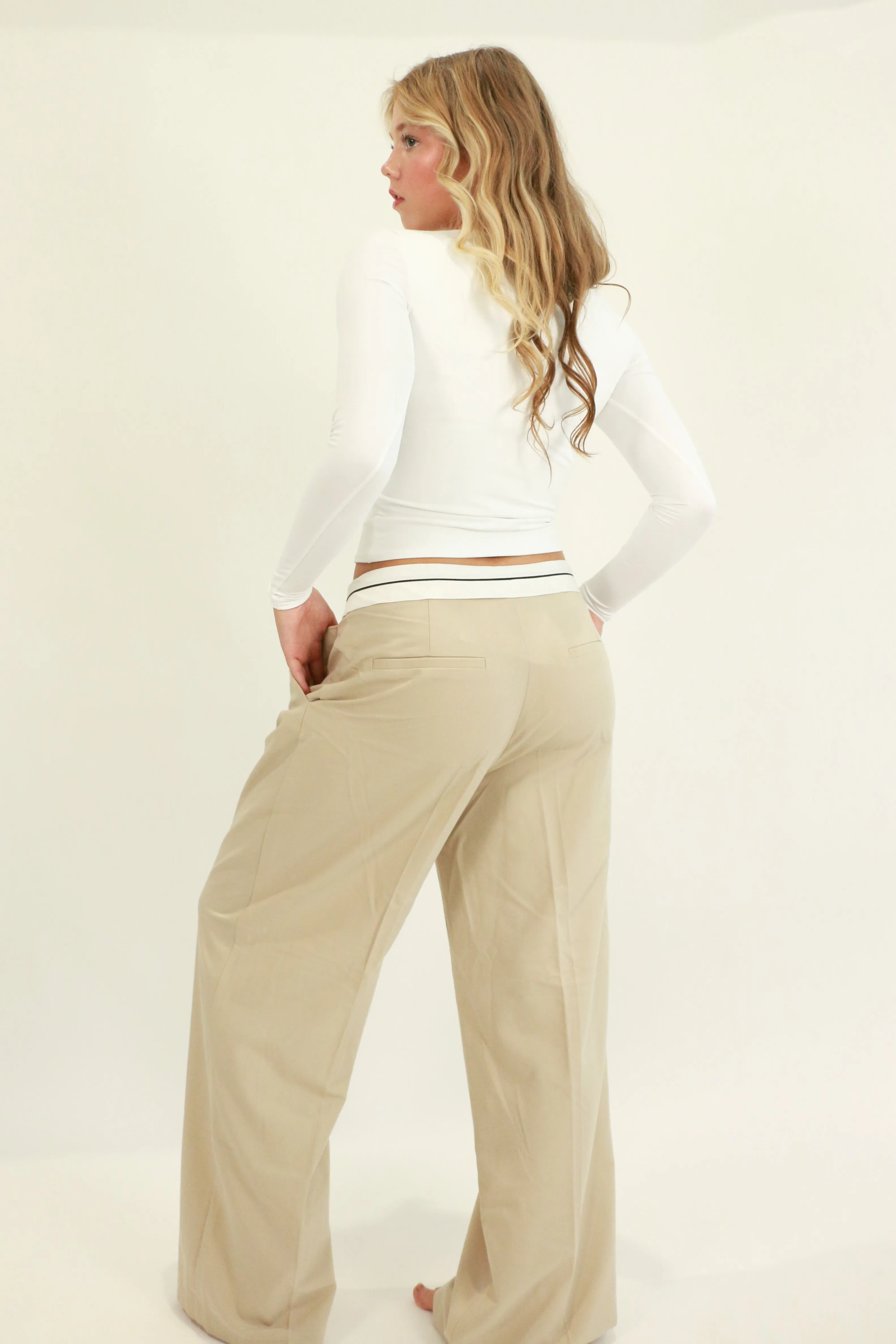 Foldover Slacks | Sand