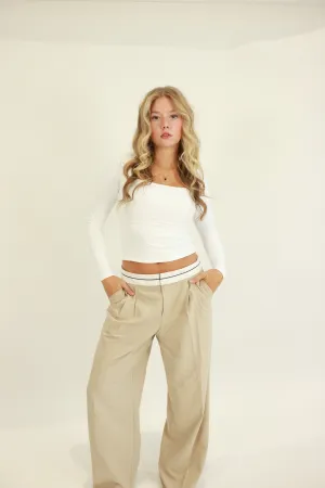 Foldover Slacks | Sand