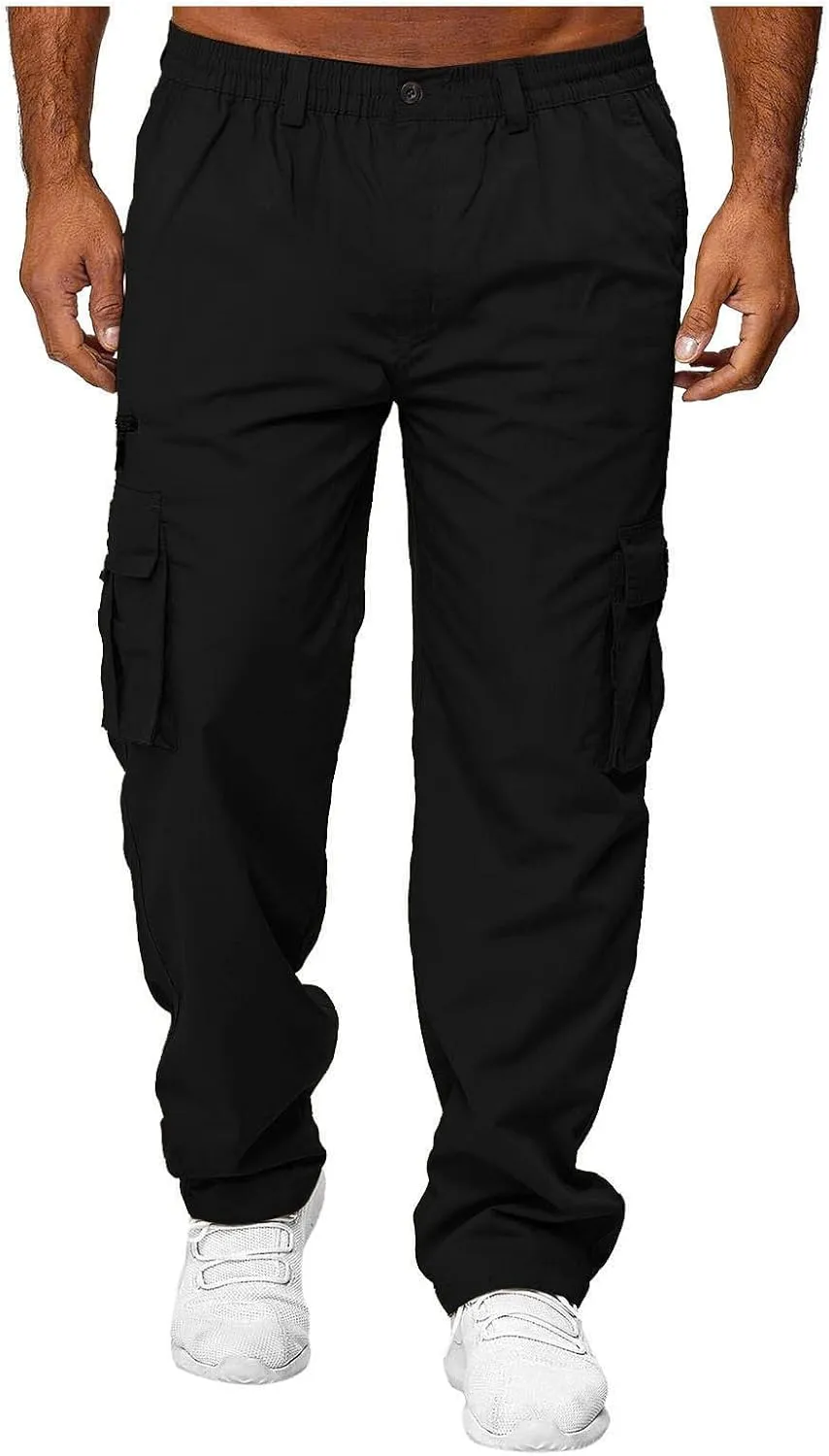 GOFULY Men Cargo Pants Multi Pockets Baggy Pants Ripstop Stretch Hunting Sweatpants Travel Hunting Pants Outdoor