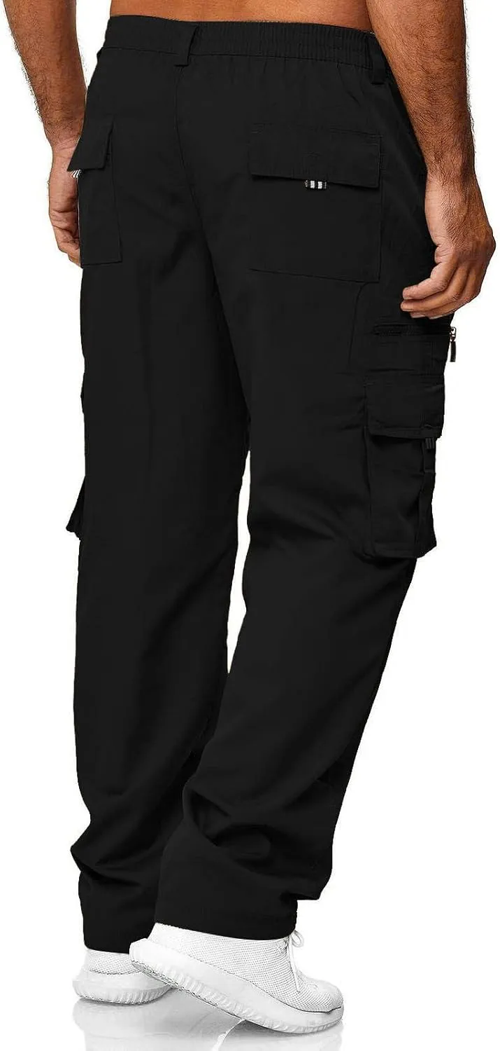 GOFULY Men Cargo Pants Multi Pockets Baggy Pants Ripstop Stretch Hunting Sweatpants Travel Hunting Pants Outdoor