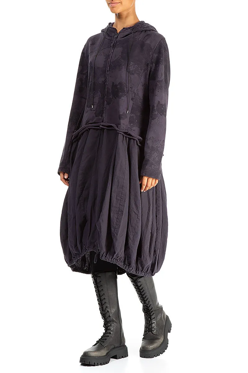 Hooded Vintage Violet Marble Cotton Jacket Dress