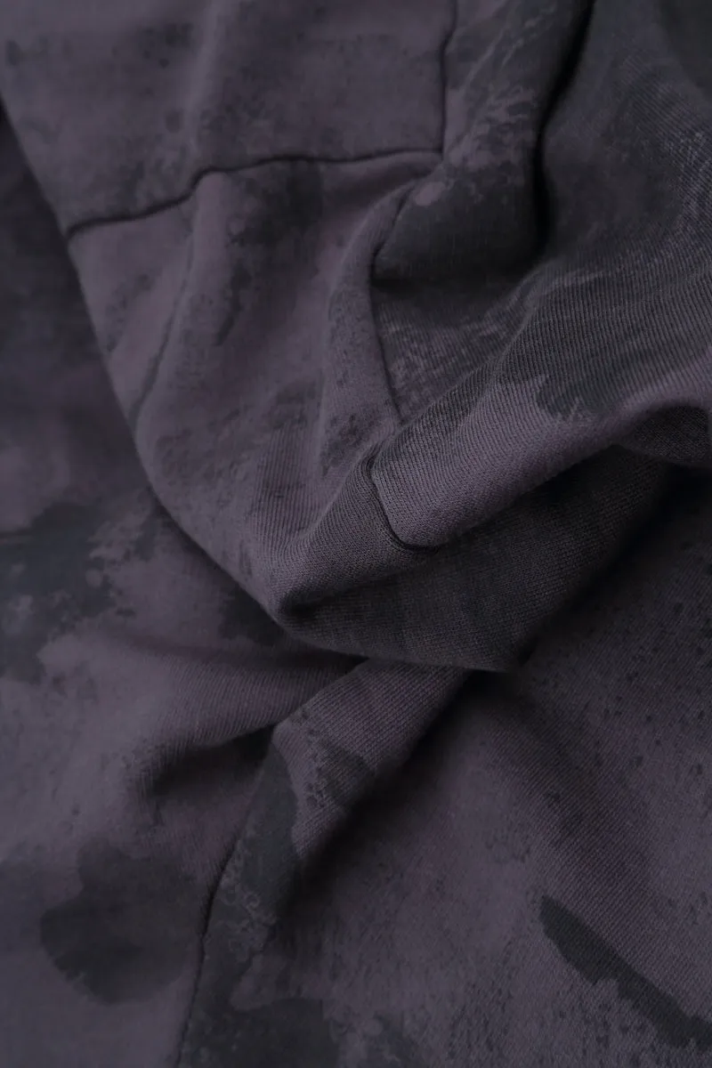 Hooded Vintage Violet Marble Cotton Jacket Dress