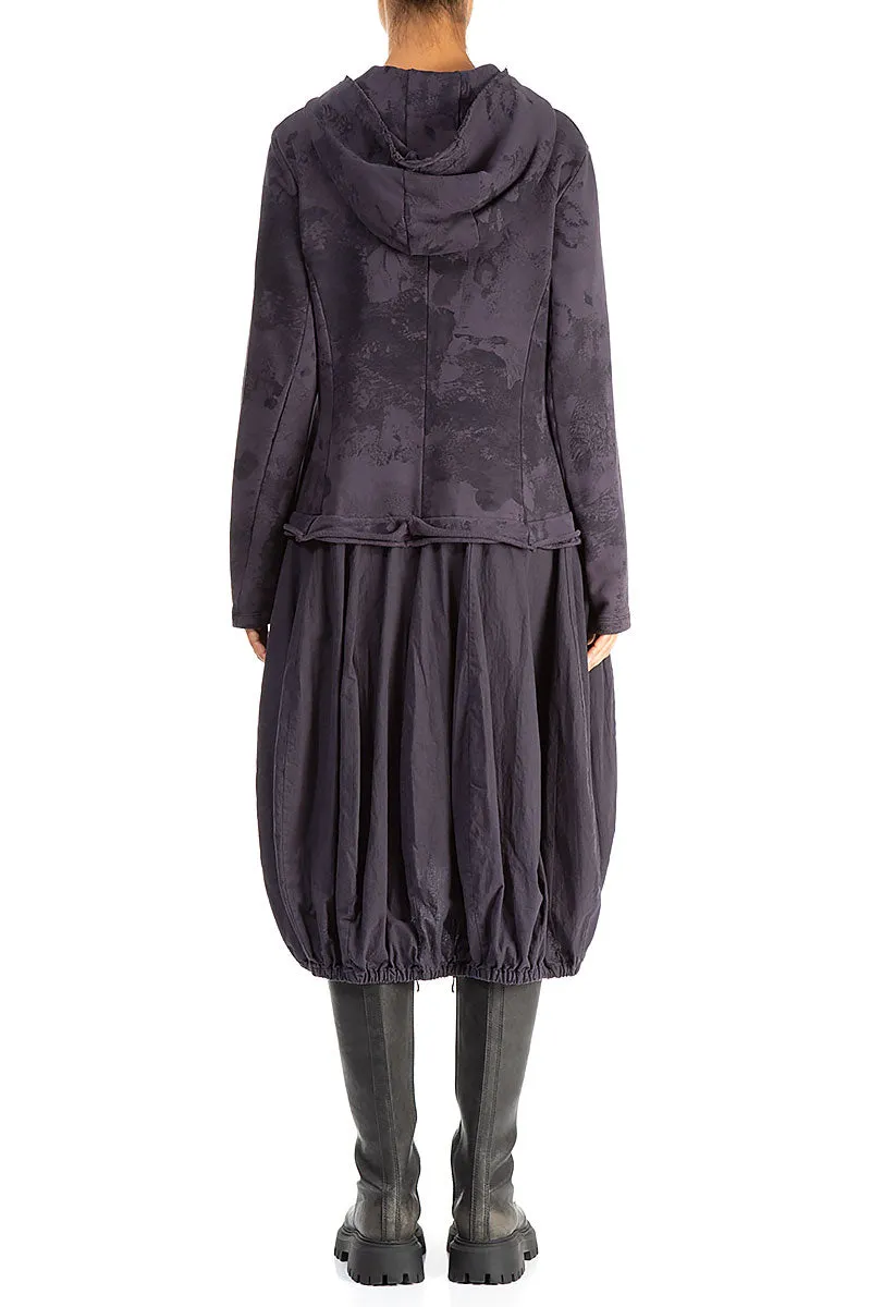 Hooded Vintage Violet Marble Cotton Jacket Dress