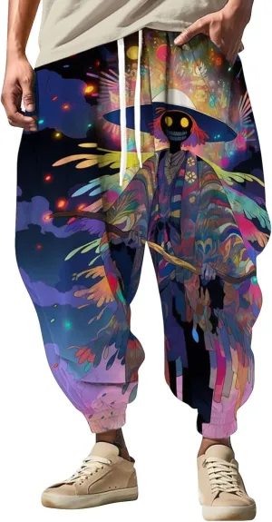 Loose Drop Crotch Trousers Street Feel Casual Sweatpants Funky Printed Plus Size Trousers Hammer Pants Trousers