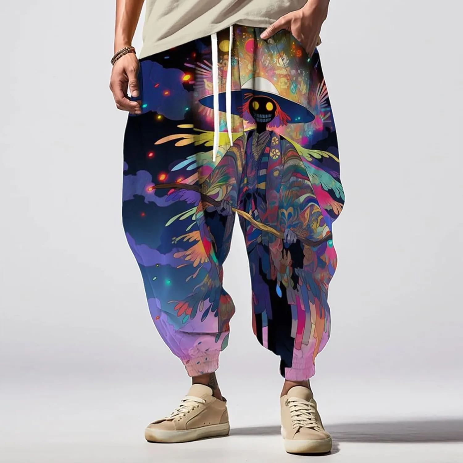 Loose Drop Crotch Trousers Street Feel Casual Sweatpants Funky Printed Plus Size Trousers Hammer Pants Trousers