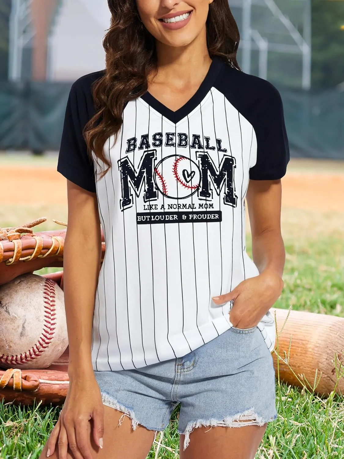 Mama Shirts for Women Color Block Mama Letters Print T Shirt Casual Mothers Gift Top Short SleeveTops