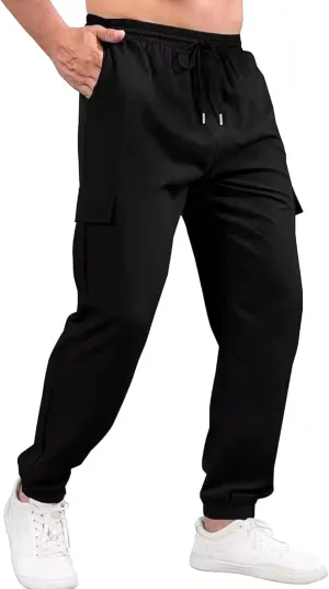Mens Chinos Slim Fit Pocket Pants Regular Fit Casual Cargo Joggers Tapered Dress Comfort Solid Trousers