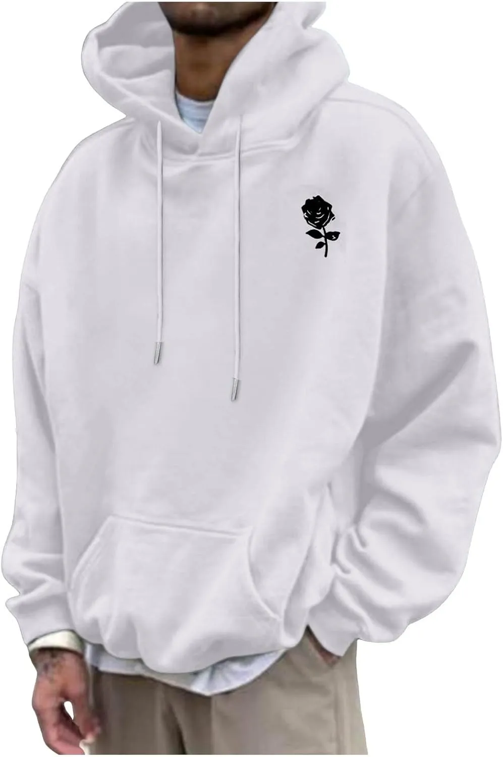 Men's Fashion Loose Sweatshirt Graphic Hoodies for Men Pullover Sweatshirt 2024 Long Sleeve Drawstring Casual Hooded