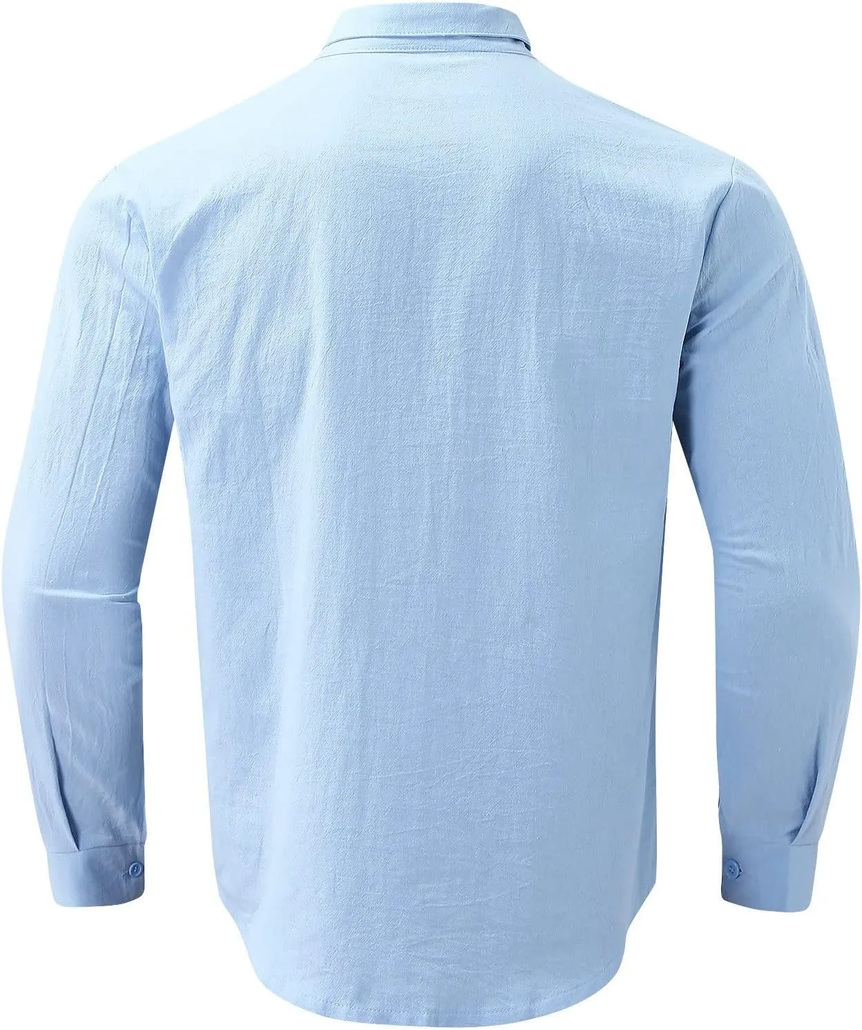 Men's Long Sleeve Linen Button Down Shirt Beach Casual Dress Shirts Summer Lightweight Cotton Linen Shirt Tops