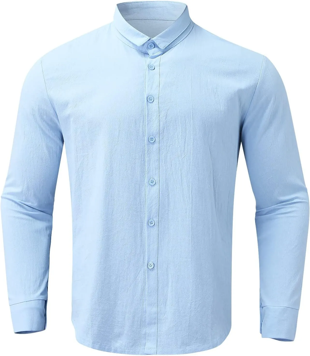 Men's Long Sleeve Linen Button Down Shirt Beach Casual Dress Shirts Summer Lightweight Cotton Linen Shirt Tops