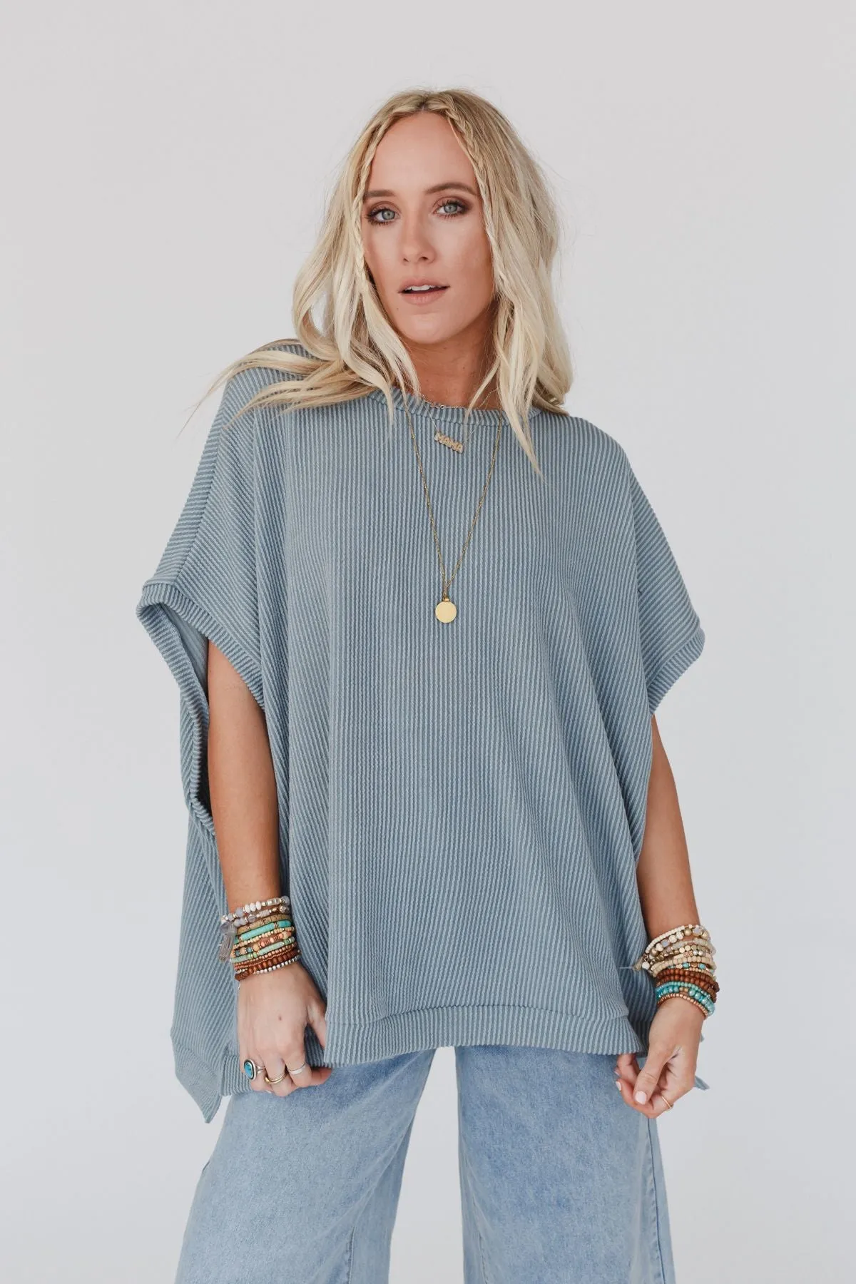 Moon Glow Texture Knit Top - Seafoam