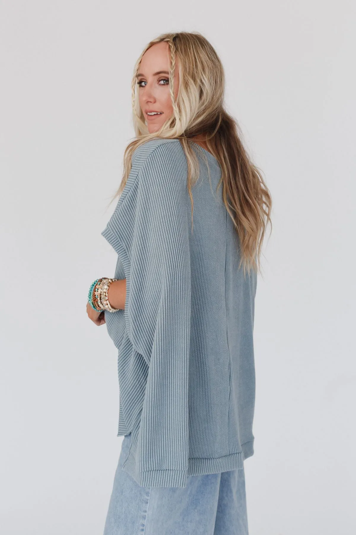 Moon Glow Texture Knit Top - Seafoam