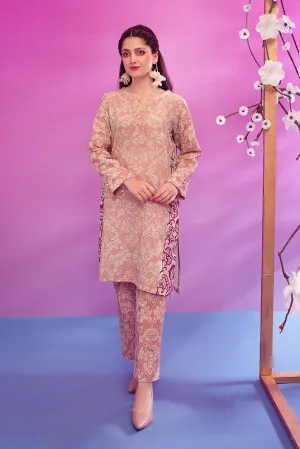 PW22-188-Printed Flared Shirt with Trousers 2PC