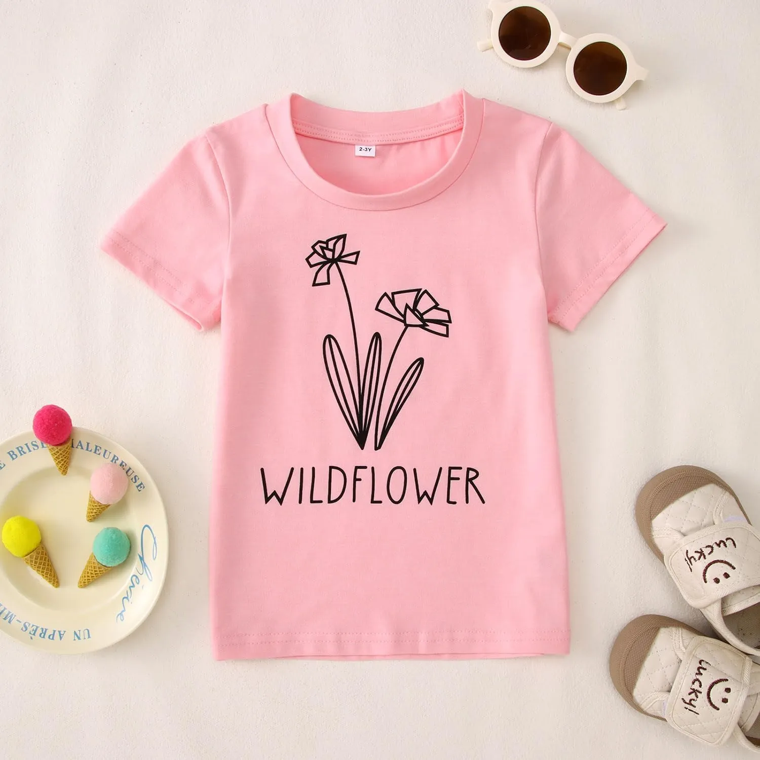 Raising A Wildflower Mommy and Me Shirts Cute Floral Graphic T-Shirt Mom and Daughter Outfits Summer Short Sleeve Tees