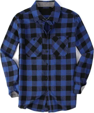 SAMERM Mens Button Down Shirts 4-Way Stretch Wrinkle Free Long Sleeve Print Plaid Business Dress Shirt
