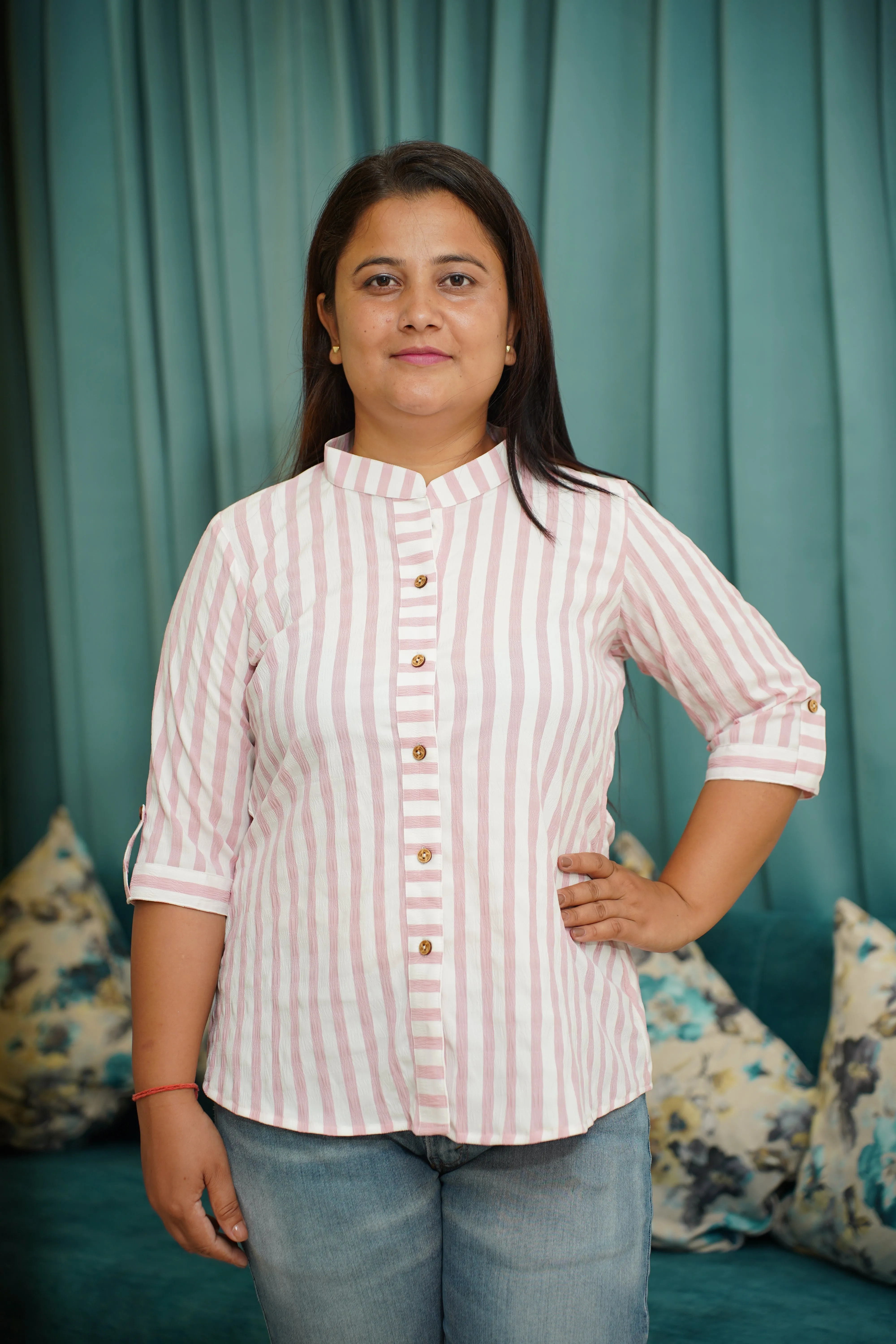 Serene Pink Striped Top