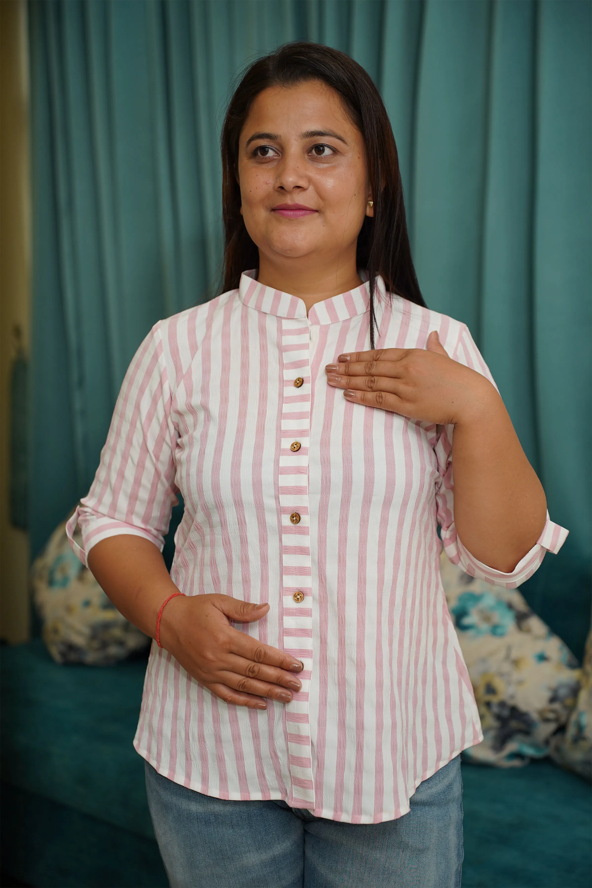 Serene Pink Striped Top