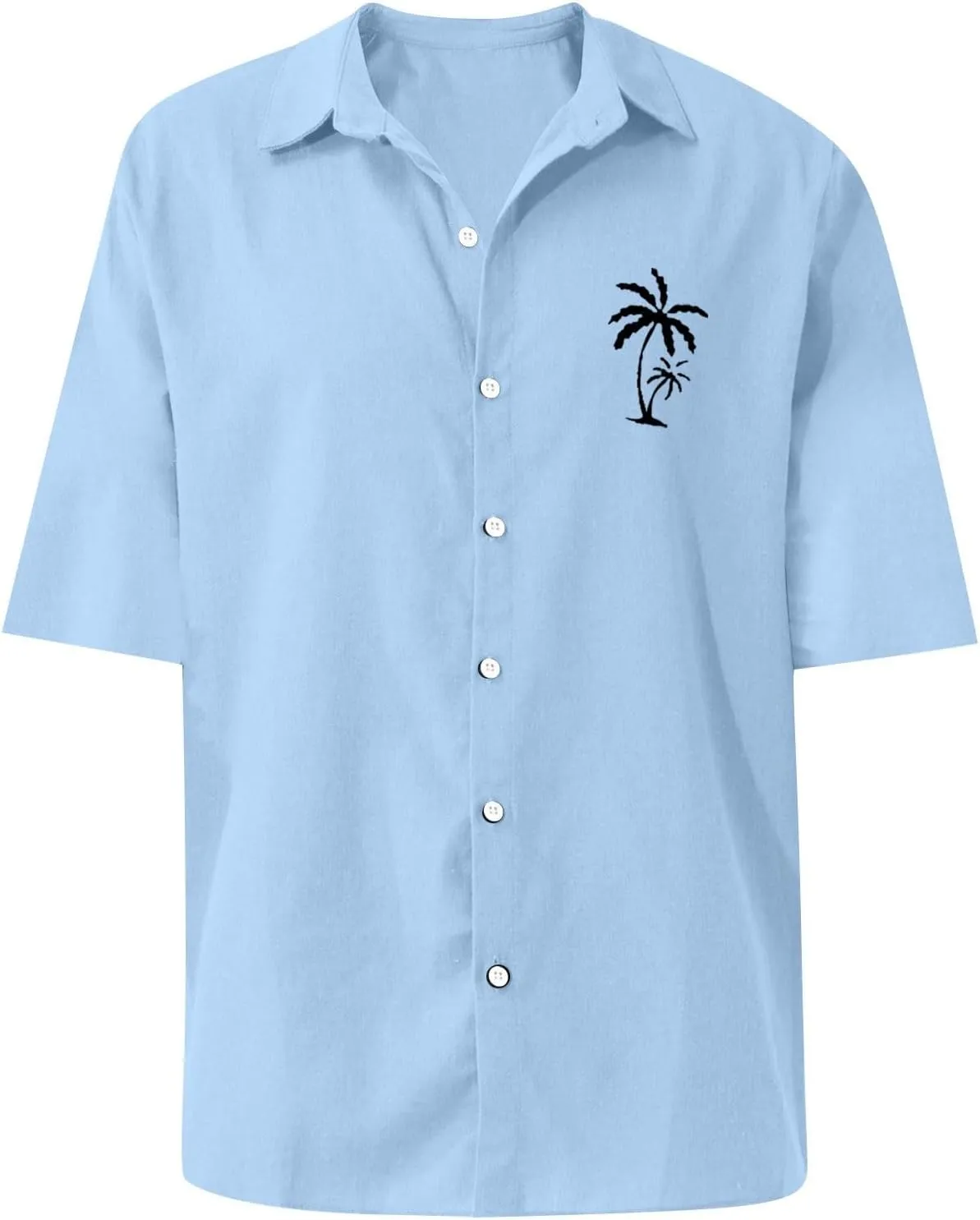Short Sleeve Shirts for Men Hawaiian Button Down Casual Summer Western Shirts Beach Solid Tshirts Collared Neck Tops