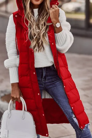Single-breasted Hooded Vest Jacket