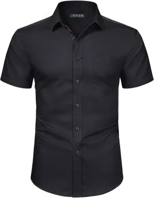 TACVASEN Men's Dress Shirts Button Up Short Sleeve with Chest Pocket Cotton Shirt for Summer Casual Regular Fit