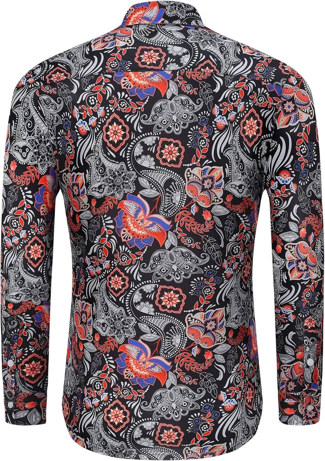 TURETRENDY Men's Paisley Floral Dress Shirt Long Sleeve Slim Fit Button Down Shirts for Prom Wedding Party