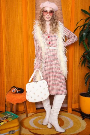 Vintage 1970s Houndstooth Midi Dress