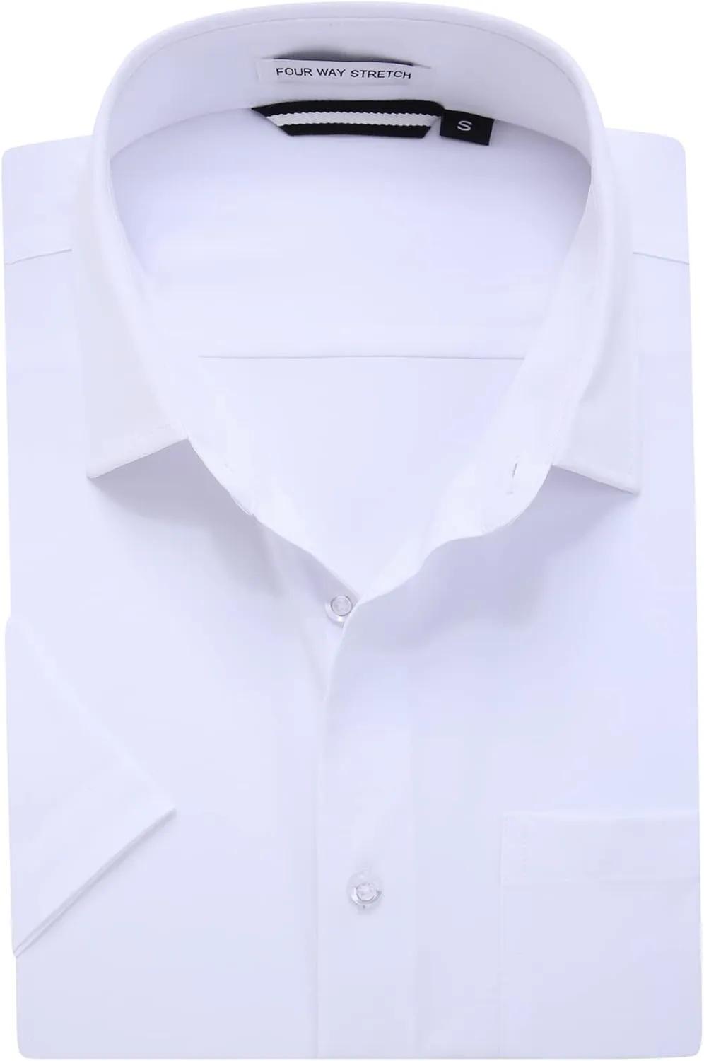 WARHORSEE Mens Dress Shirts Short Sleeve Performance 4-Way Stretch Wrinkle Free Casual Button Down Shirt