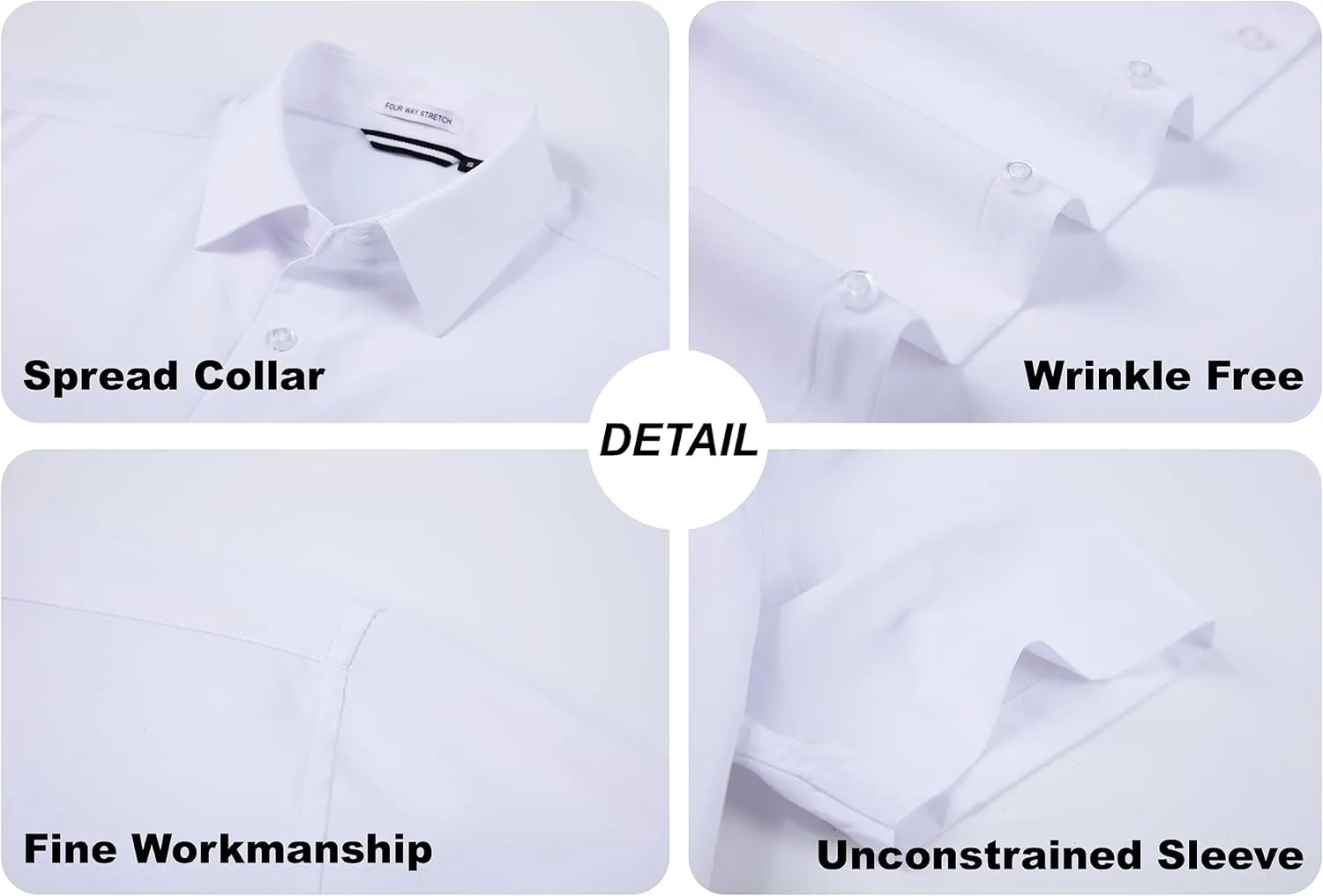 WARHORSEE Mens Dress Shirts Short Sleeve Performance 4-Way Stretch Wrinkle Free Casual Button Down Shirt