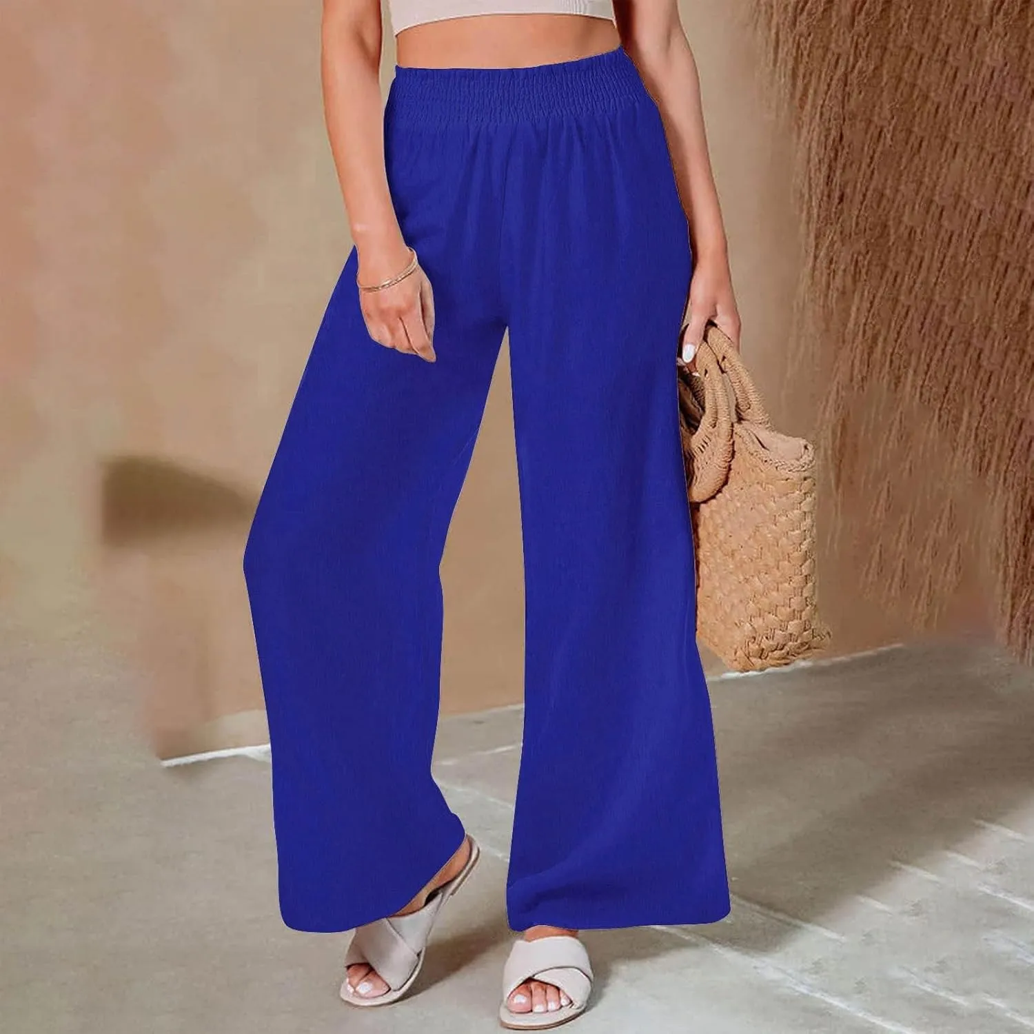 Wide Leg Pants for Women Summer Plus Size High Waist Pant Workout Casual Trousers 2025 Summer Outfits with Pockets