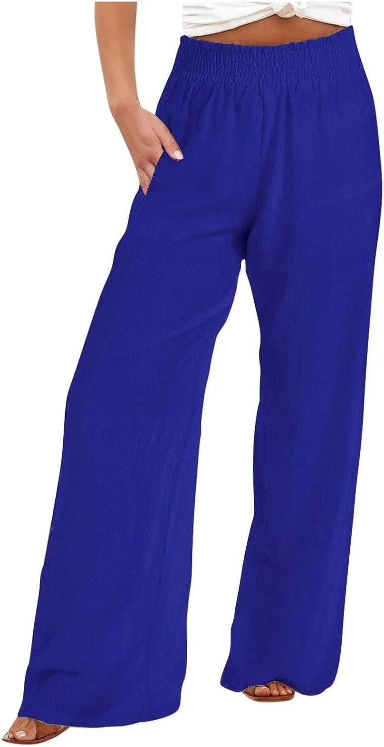 Wide Leg Pants for Women Summer Plus Size High Waist Pant Workout Casual Trousers 2025 Summer Outfits with Pockets