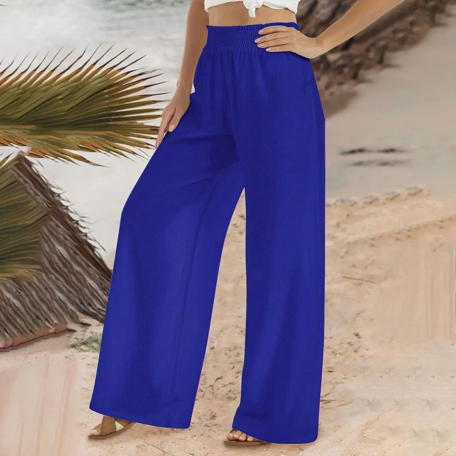 Wide Leg Pants for Women Summer Plus Size High Waist Pant Workout Casual Trousers 2025 Summer Outfits with Pockets
