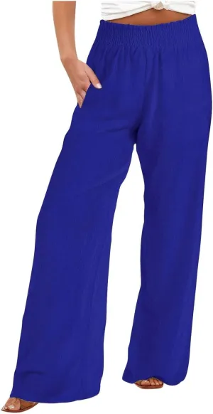 Wide Leg Pants for Women Summer Plus Size High Waist Pant Workout Casual Trousers 2025 Summer Outfits with Pockets