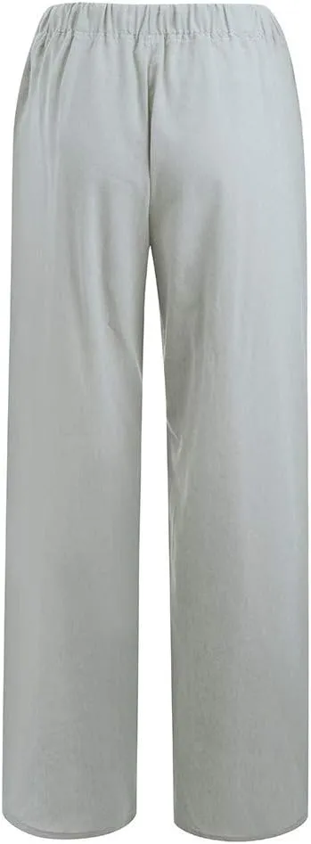 Women Flowy Pants Causal Summer Wide Leg Palazzo Pants High Waist Long Lounge Slacks Beach Trousers with Pockets